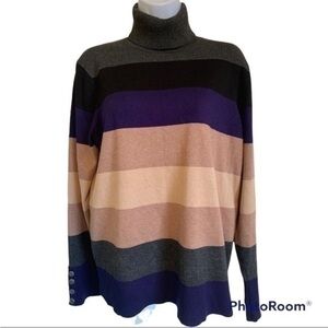 Investments Striped Turtleneck Sweater - Multicolor